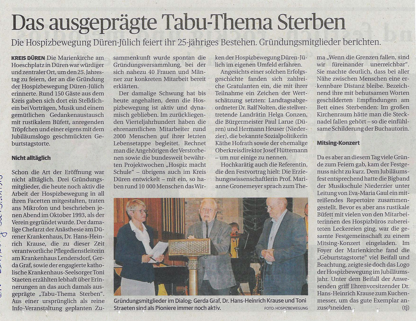 Artikel Dürener Zeitung vom 03.11.18